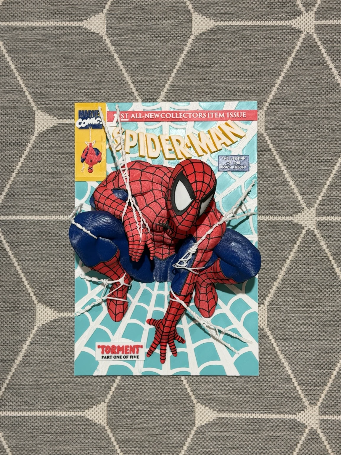 3D-gedrucktes Spider-Man-Comic-Diorama – Frontansicht