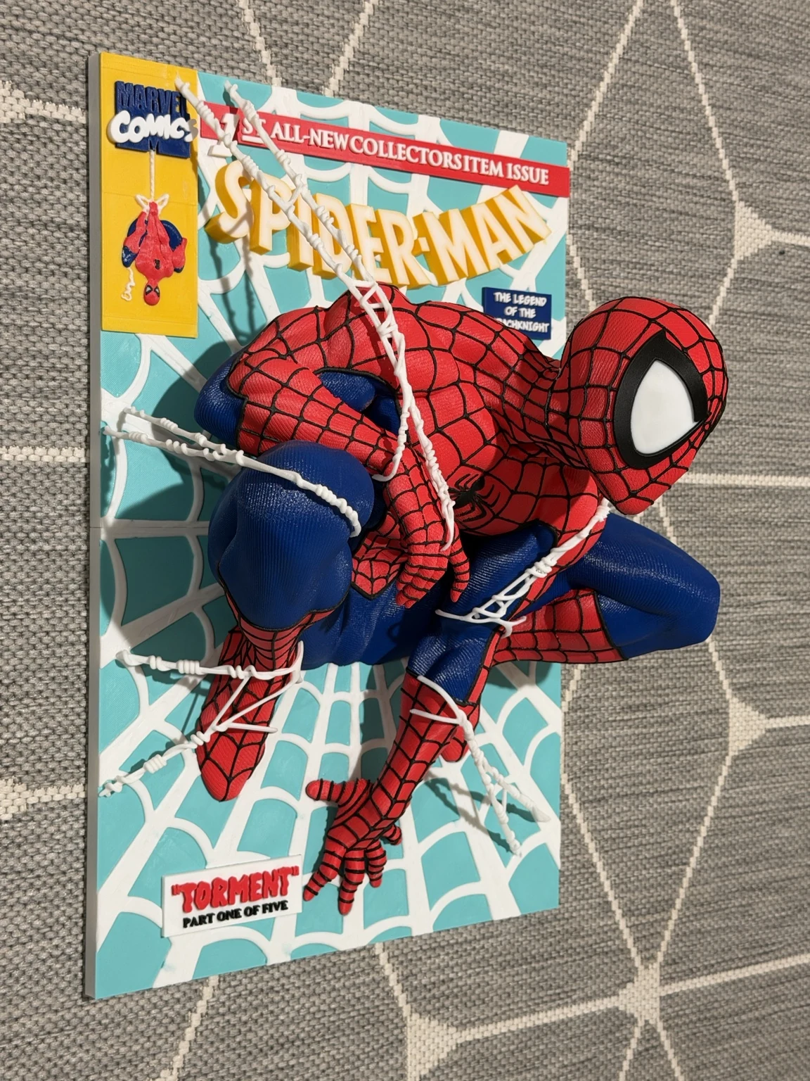 3D-gedrucktes Spider-Man-Comic-Diorama – Seitliche Perspektive