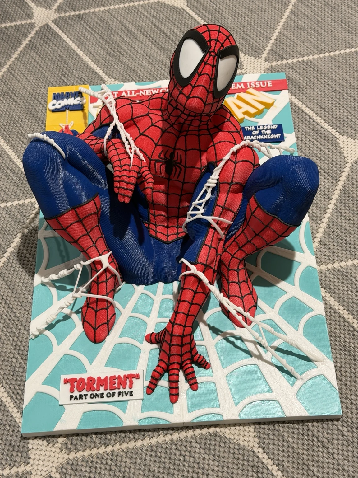 3D-gedrucktes Spider-Man-Comic-Diorama – Figur und Details
